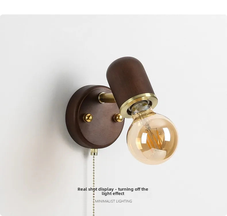 LED Dining Room Lighting Simple Solid Wood with Switch Bedside Wall Lamp Living Room Balcony Corridor Coffee Shop Wall Lamp