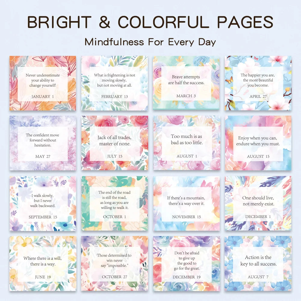 1 pc 365 Days Positive Affirmations Desk Calendar Standing Flip Coil Desktop Calendar With Inspirational Quotes Color Inner Page