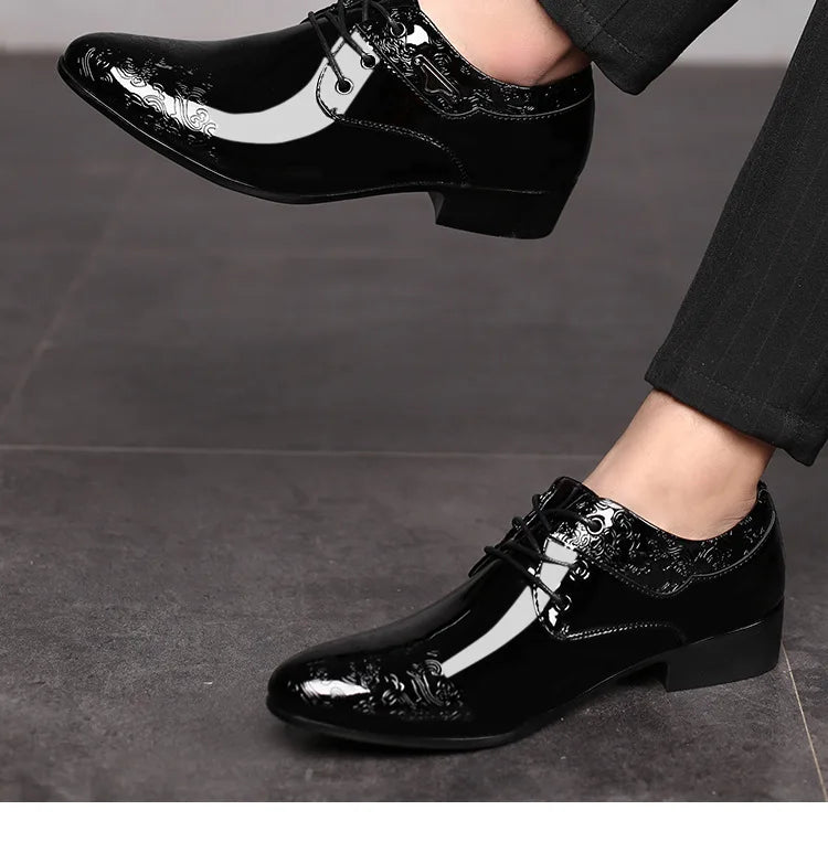 Men Casual Business Shoes Formal Shoes Lace Up Formal Black Leather Brogues Men Wedding Party Office Oxford Shoes