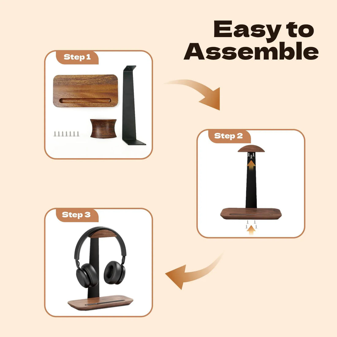 Wooden Universal Headphone Stand Aluminuim Alloy Headset Holder Aluminum Earphone Display with Pen slot