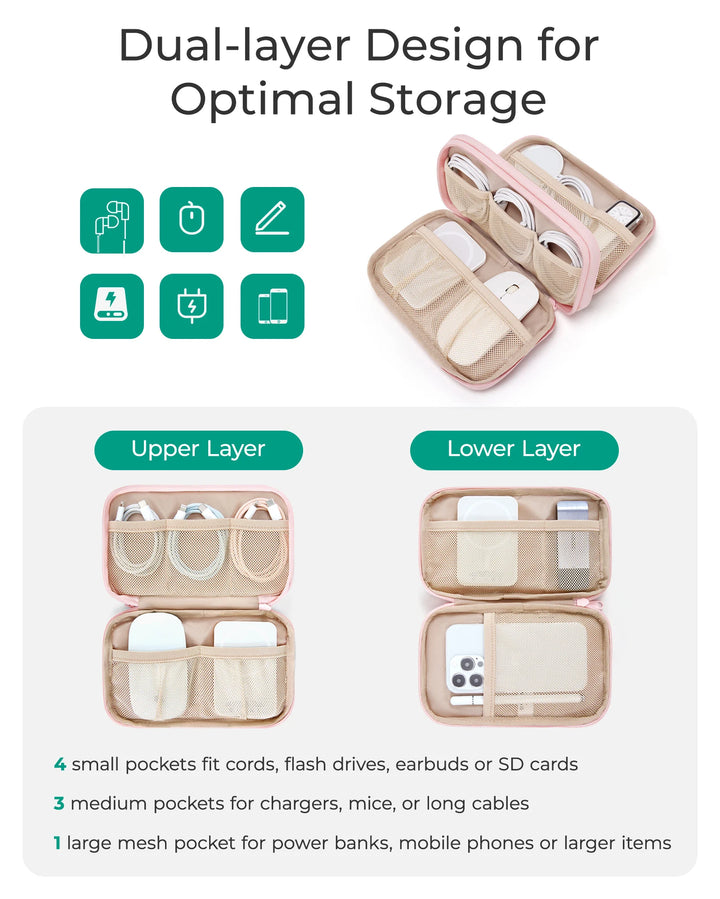 BAGSMART Electronics Organizer Portable Cable Storage Bag for Chargers Cables Phones Travel Digital Earphone Holder Case